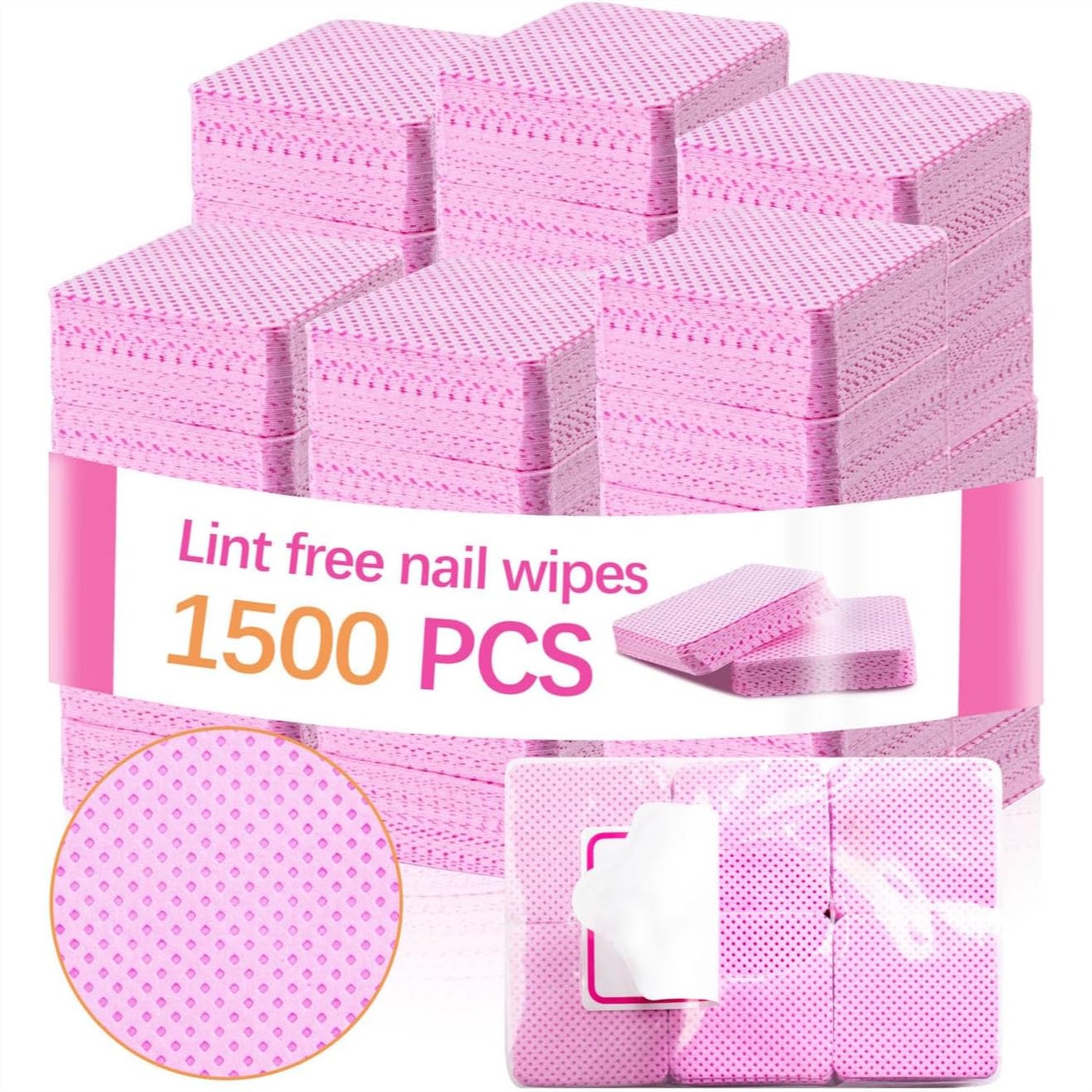 Eyelash Extension Gel Remover - 1500 szt. bezpyłowych chusteczek do paznokci