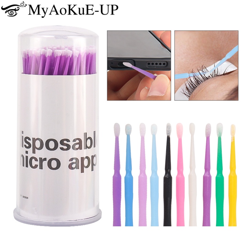 Eyelash Extension Cleaning - 100 szt. Jednorazowe szczoteczki do rzęs,